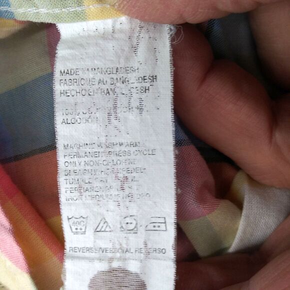 IZOD Seaside Poplin Shirt Mens Size XL Multicolor Plaid Short Sleeve Button Up - Picture 7 of 7